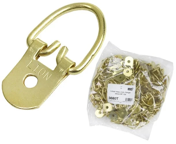 Brass D-Ring Hanger Hook X100 Heavy Duty One Hole 46mm Mirror Picture Hanging – product image 1