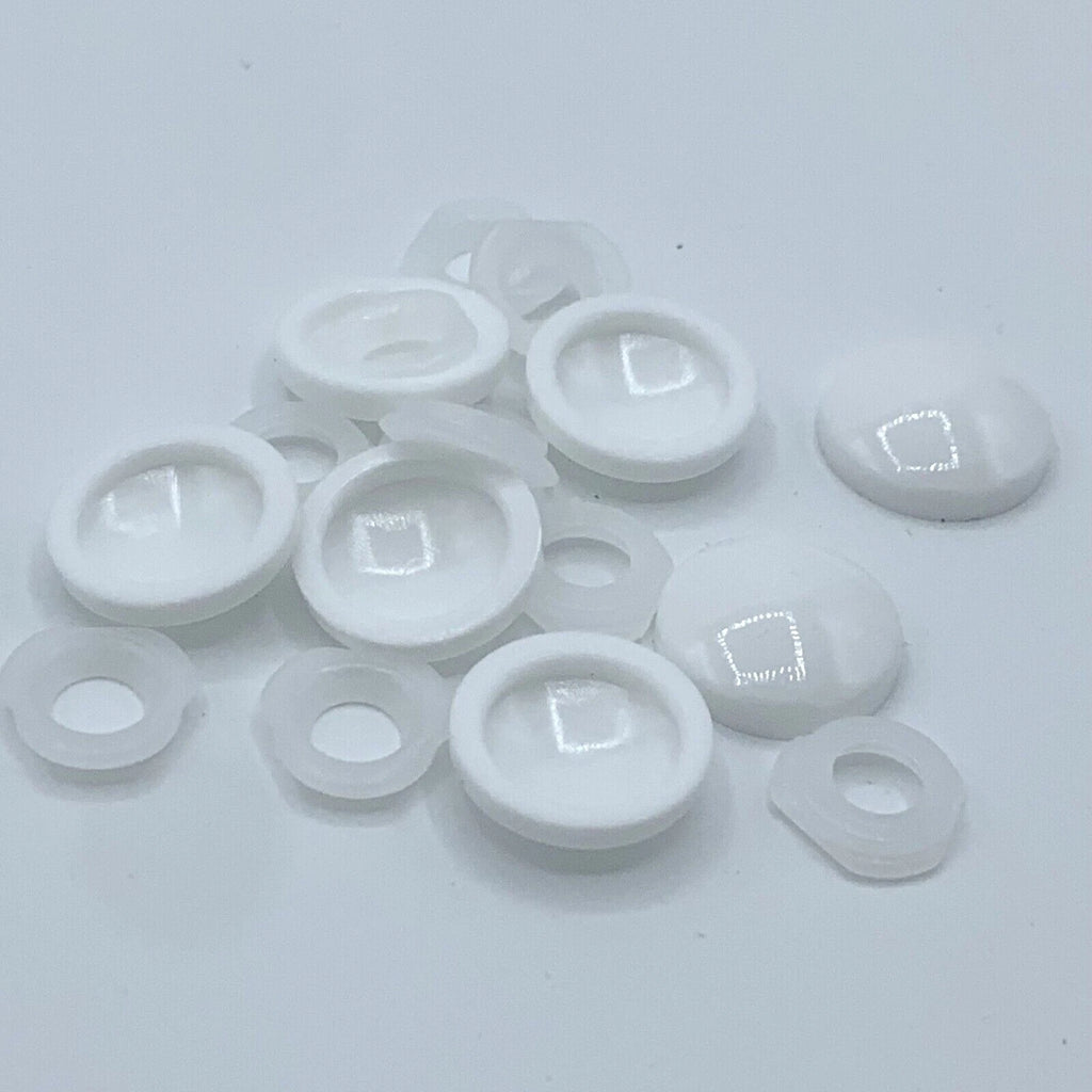 WHITE Screw Cover Cap Plastic 2 Piece Dome Washer Decorative Furniture Bathroom – product image 2
