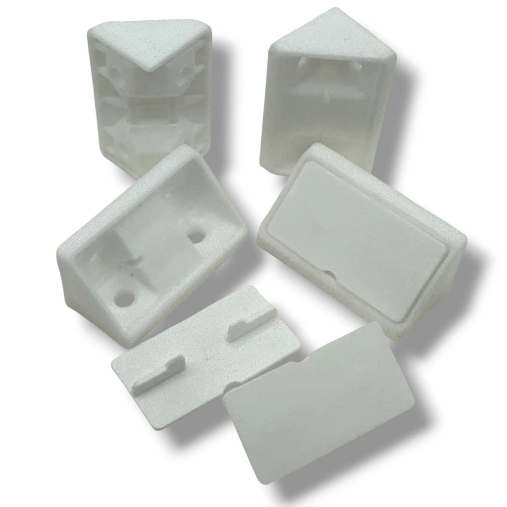 Campervan Corner Connector Blocks with Caps – White, 44 × 20mm - image 1