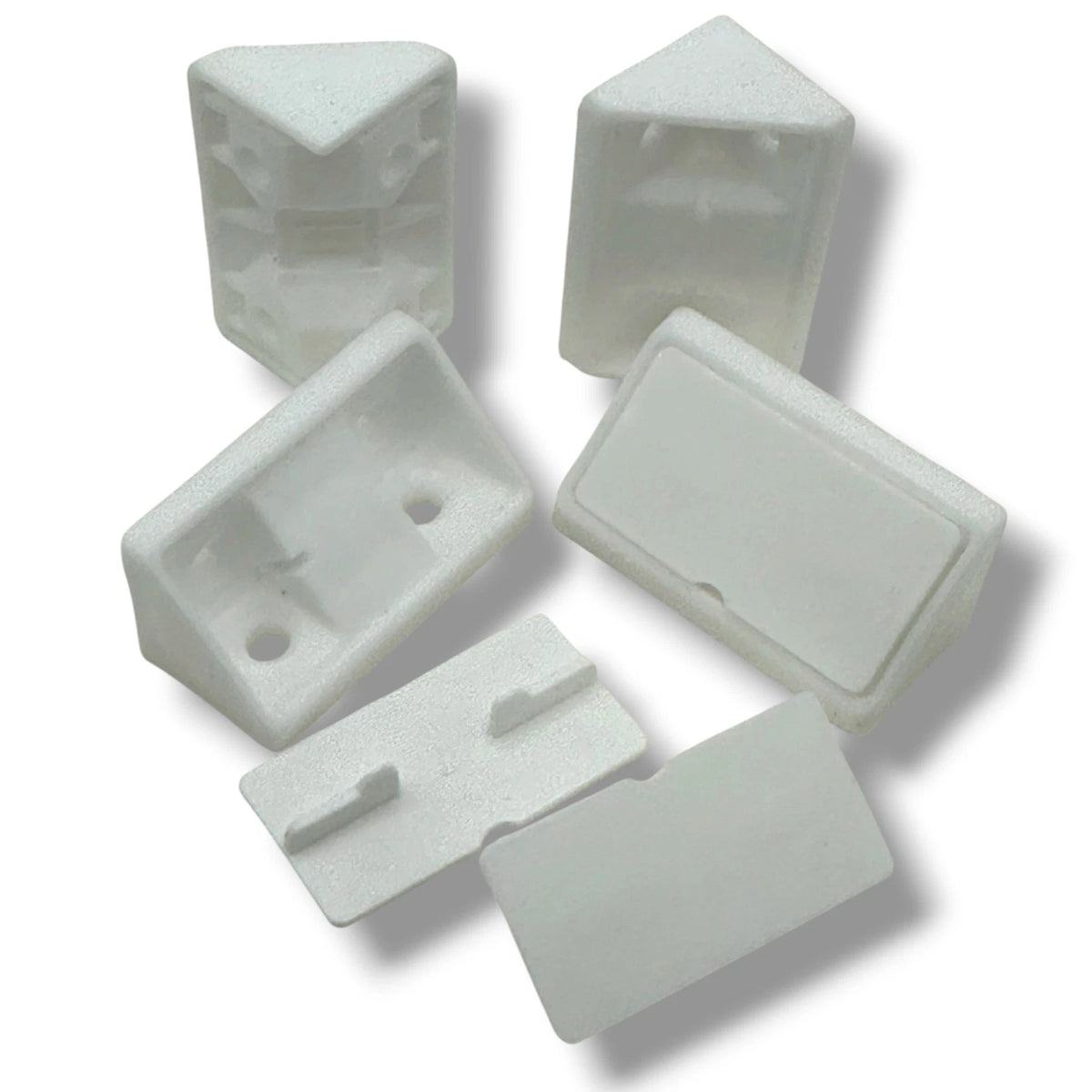 Campervan Corner Connector Blocks with Caps – White, 44 × 20mm - image 1