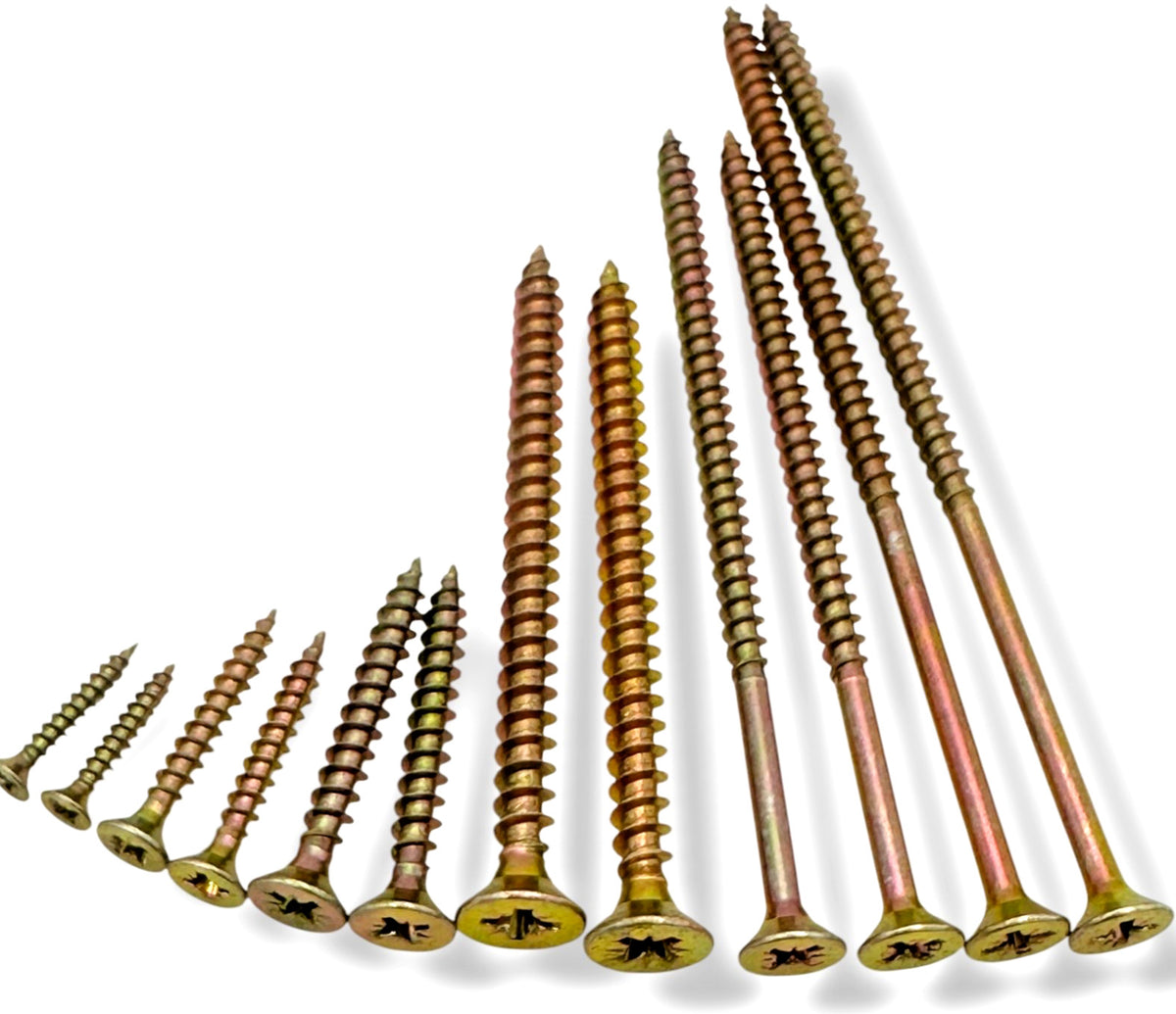 ForgeFix Yellow Zinc Pozi Wood Screws – 3.0–6.0mm – multiple lengths