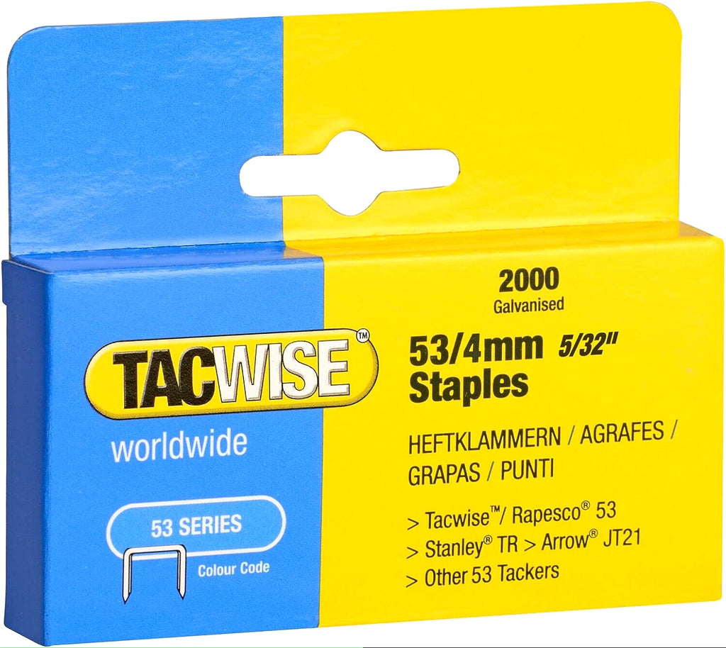 Tacwise 4mm Staple 53 Series 5/32" Staples For Gun Framing Canvas galvanised – product image 1