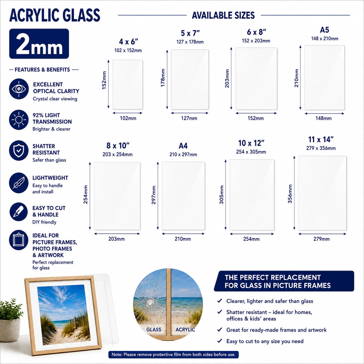 Clear 2mm Replacement Acrylic Glass – 8 Sizes, Packs 1–20 - image 6