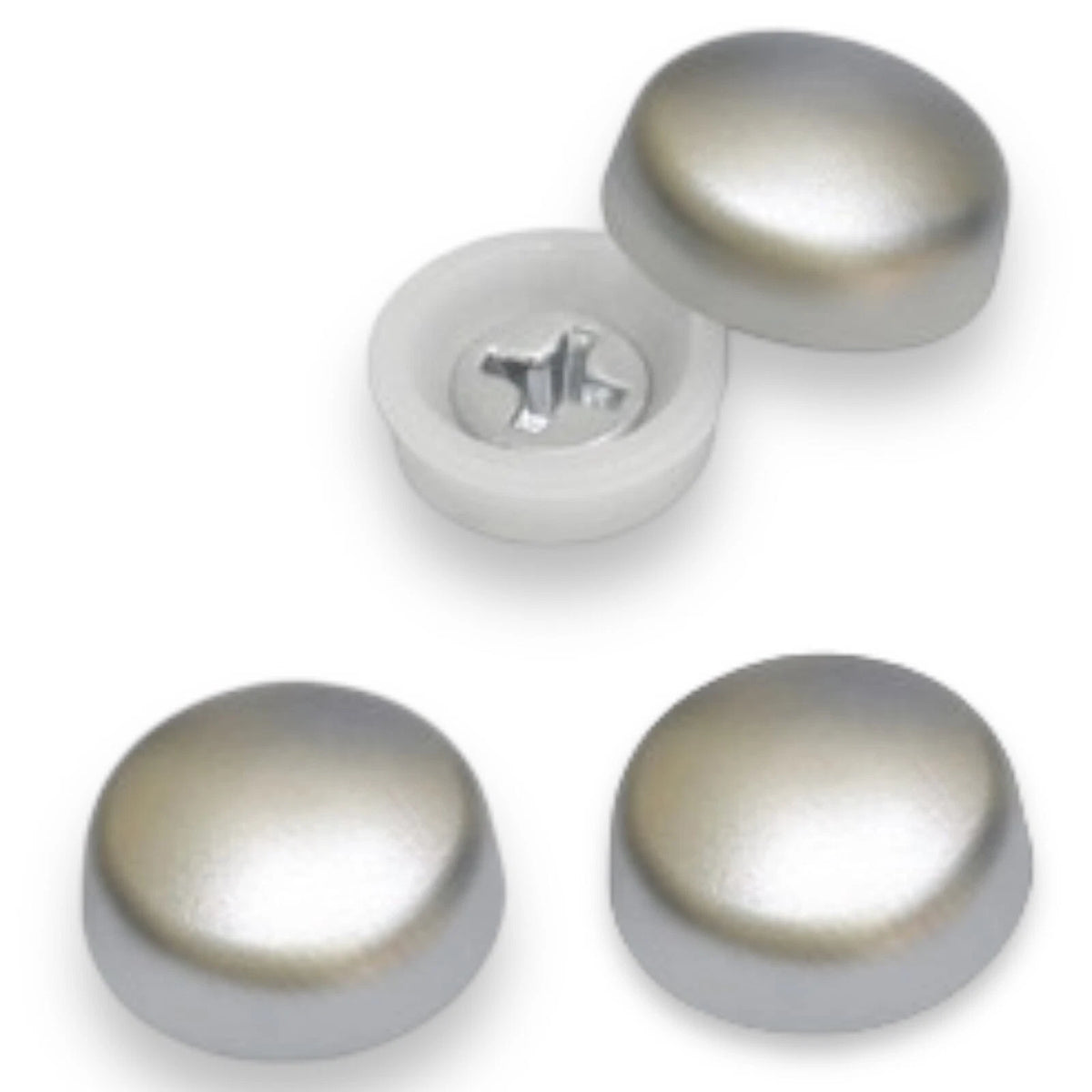 Shower Screw Cover Caps Satin Chrome Plated 10/12g CSK Washer Screws Fixings – product image 1
