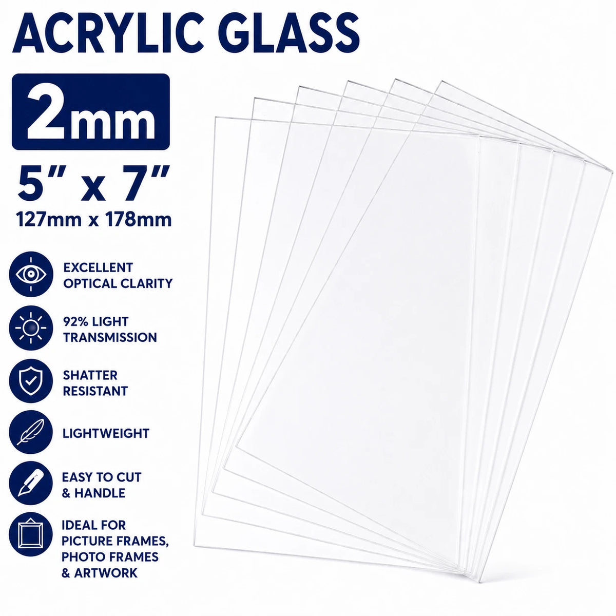 Clear 2mm Replacement Acrylic Glass – 5 × 7" (127 × 179mm) - image 5