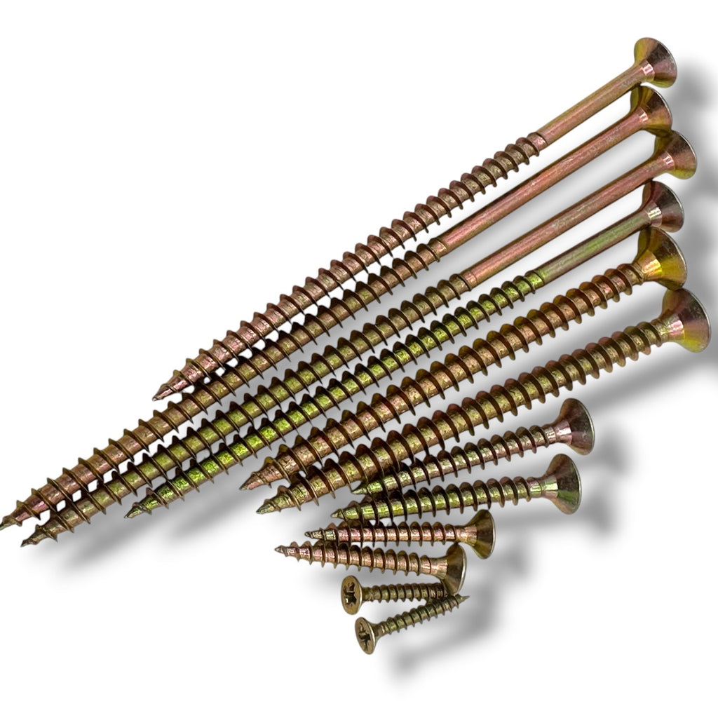 ForgeFix Yellow Zinc Pozi Wood Screws – 3.0–6.0mm – yellow zinc screws