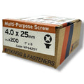 ForgeFix Yellow Zinc Pozi Wood Screws – 4.0 × 25mm – size and packaging