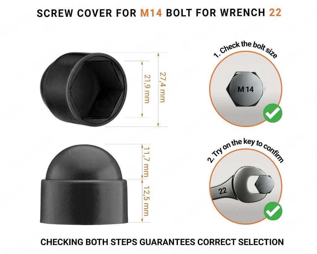 Dome Nut Cap Bolt M14 Black Plastic Safety Cover Protection Caps Covers Hex – product image 2
